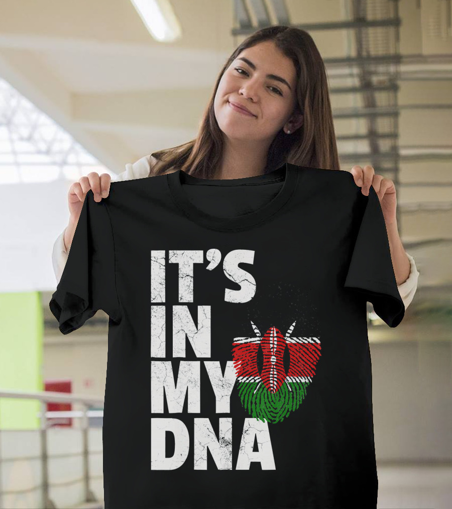 ITS IN MY DNA Kenya Flag Fingerprint T-Shirt