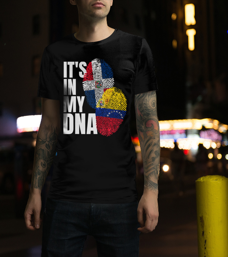 It's In My DNA Dominican Venezuelan Fingerprint Flags T-Shirt