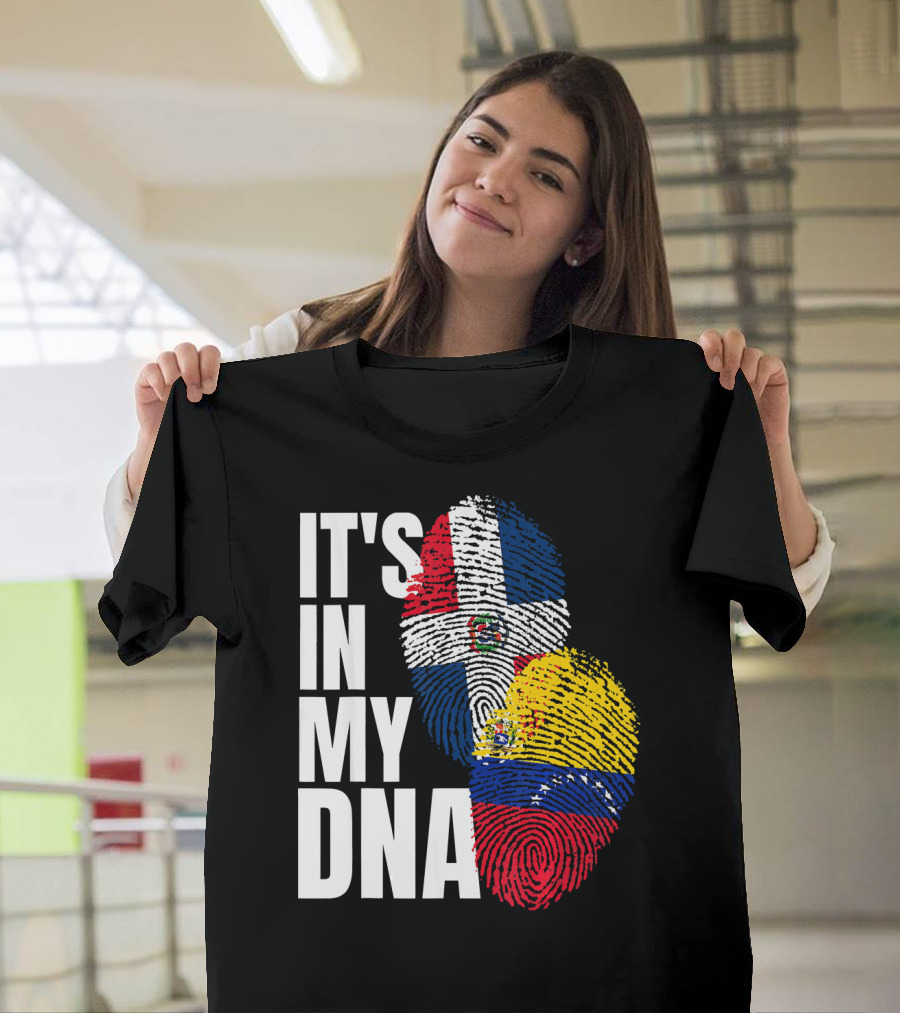 It's In My DNA Dominican Venezuelan Fingerprint Flags T-Shirt