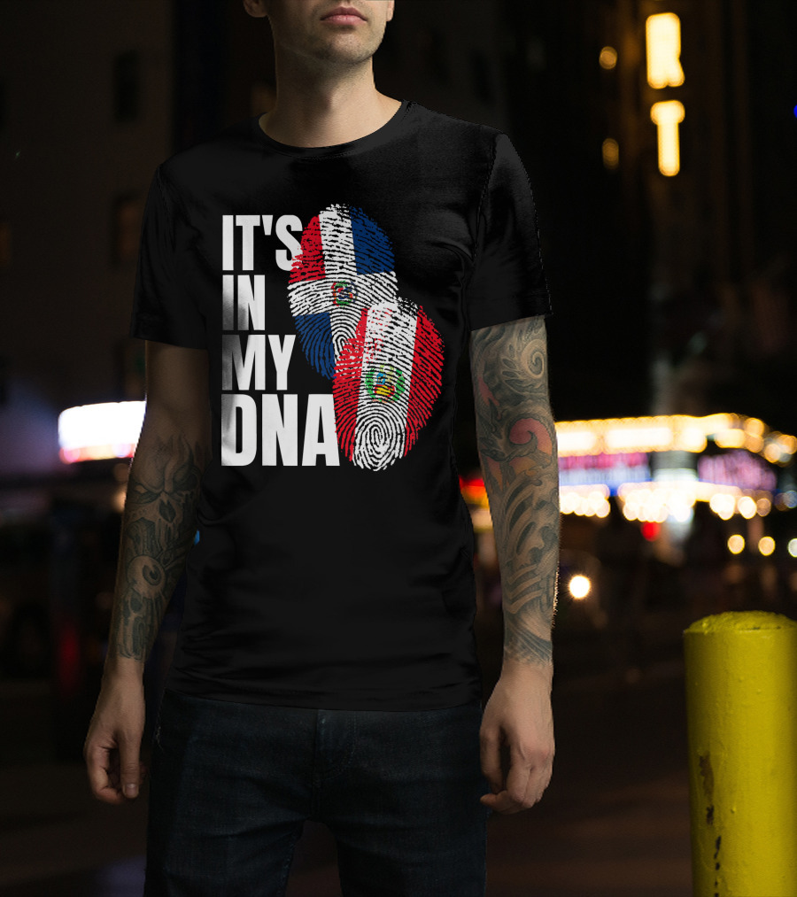 It's In My DNA Peruvian Dominican Fingerprint Flag T-Shirt