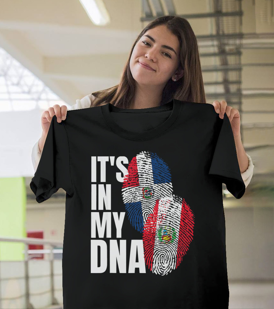 It's In My DNA Peruvian Dominican Fingerprint Flag T-Shirt