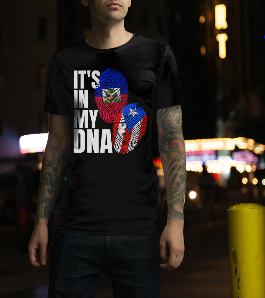 It's In My DNA Haitian Puerto Rican Flag Heritage T-Shirt