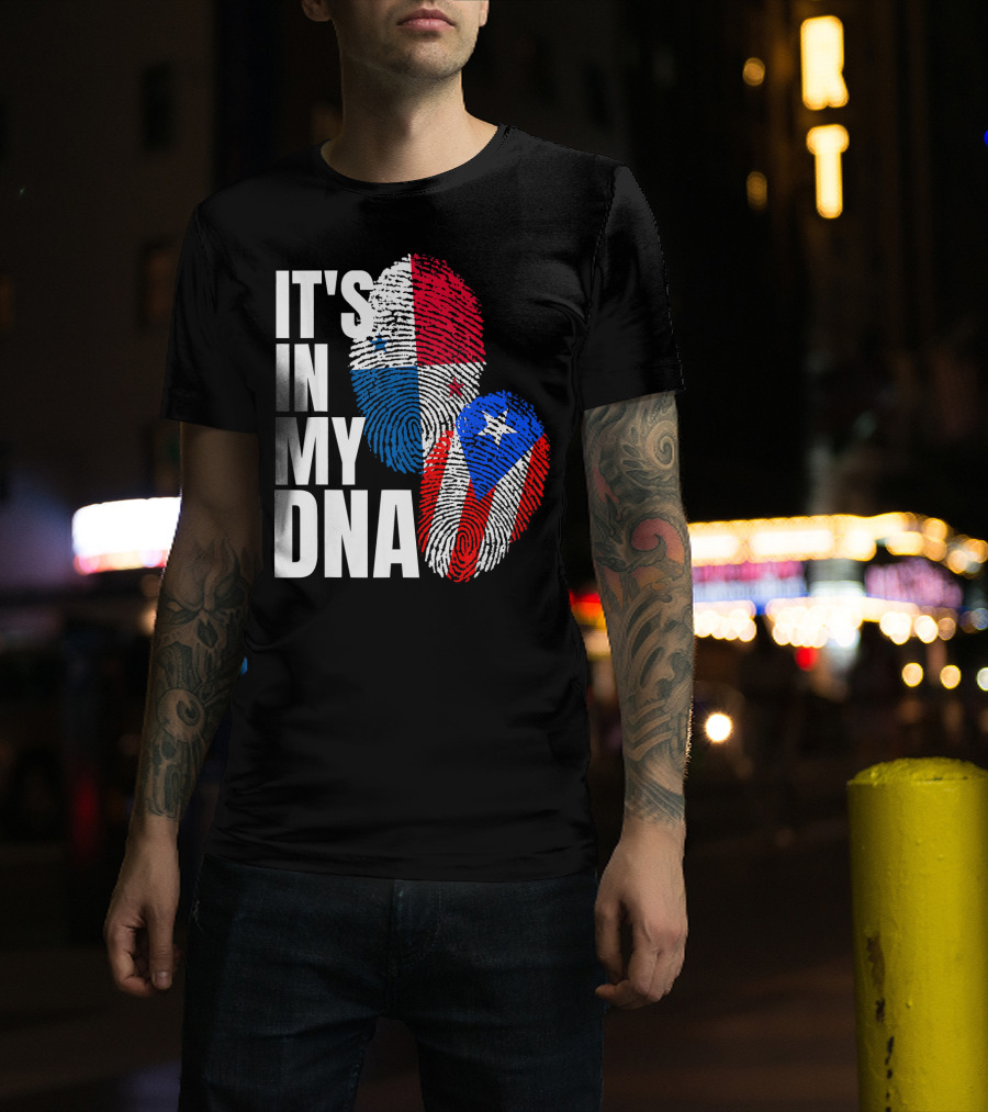 Panamanian Puerto Rican It's In My DNA Fingerprint Flag T-Shirt