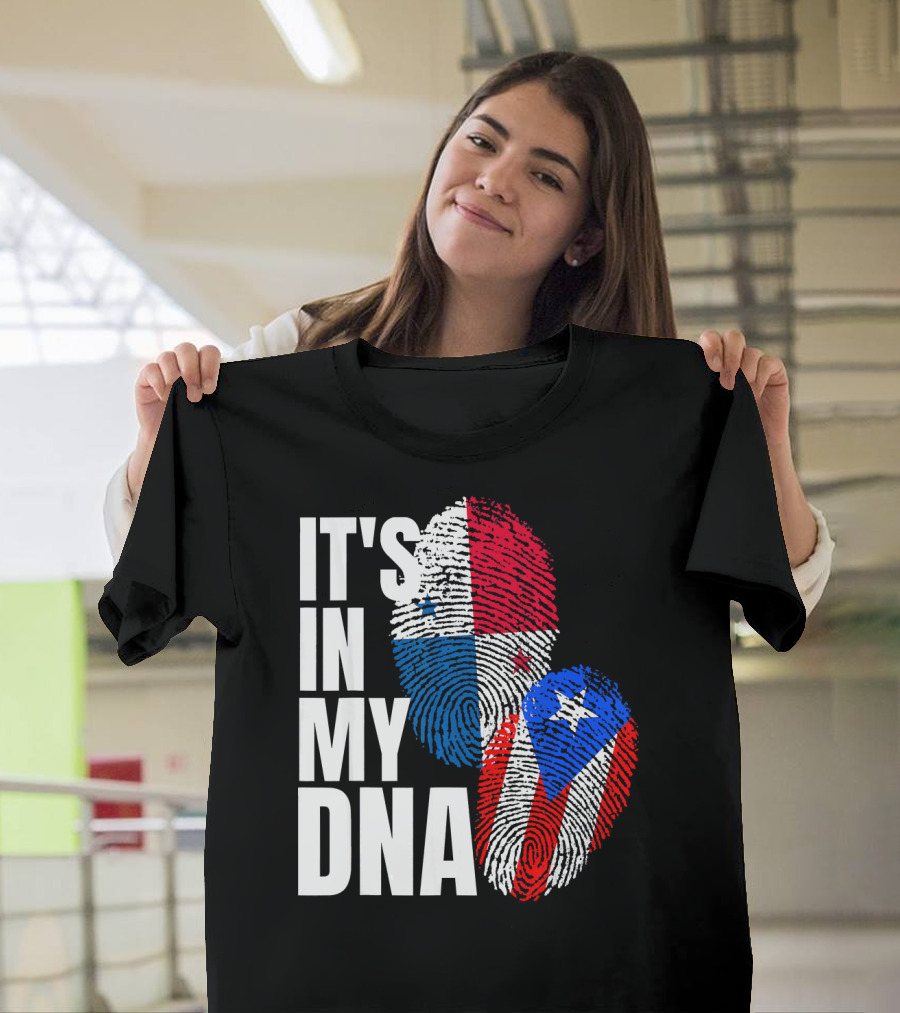 Panamanian Puerto Rican It's In My DNA Fingerprint Flag T-Shirt