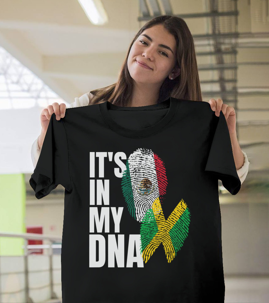 It's In My DNA Jamaican Mexican Flag Fingerprint Heritage T-Shirt