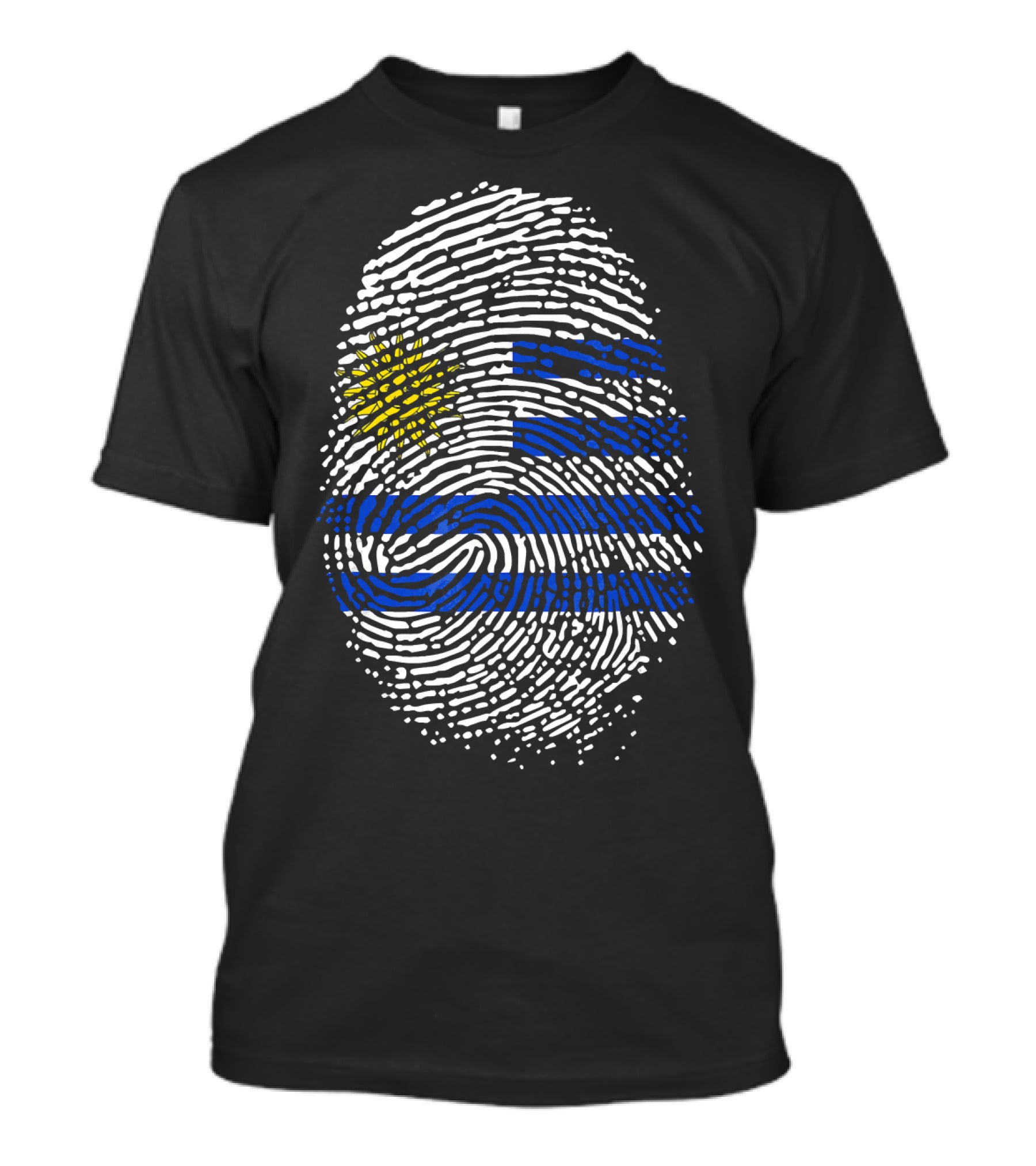 Uruguay Fingerprint Flag Theme Birthday DNA T-Shirt