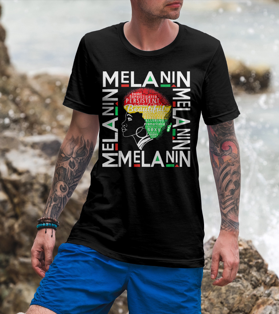 Beautiful Black Queen Melanin Bold Persistent Talented Fun Brave Alluring T-Shirt