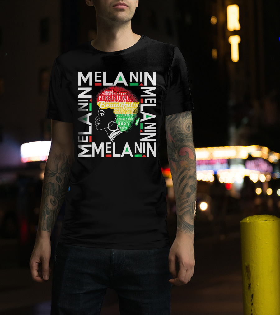 Beautiful Black Queen Melanin Bold Persistent Talented Fun Brave Alluring T-Shirt