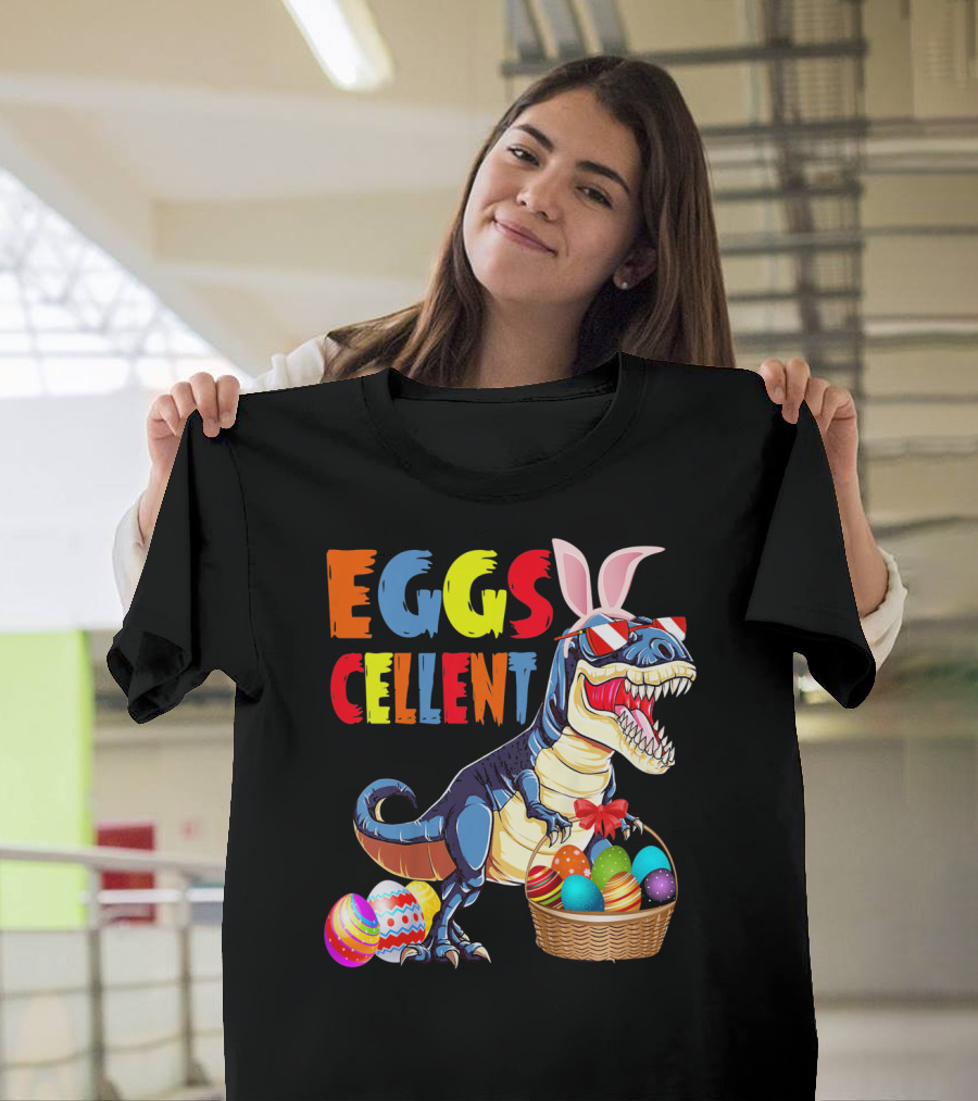 Kids Dinosaur Bunny Easter Eggscellent T-Shirt