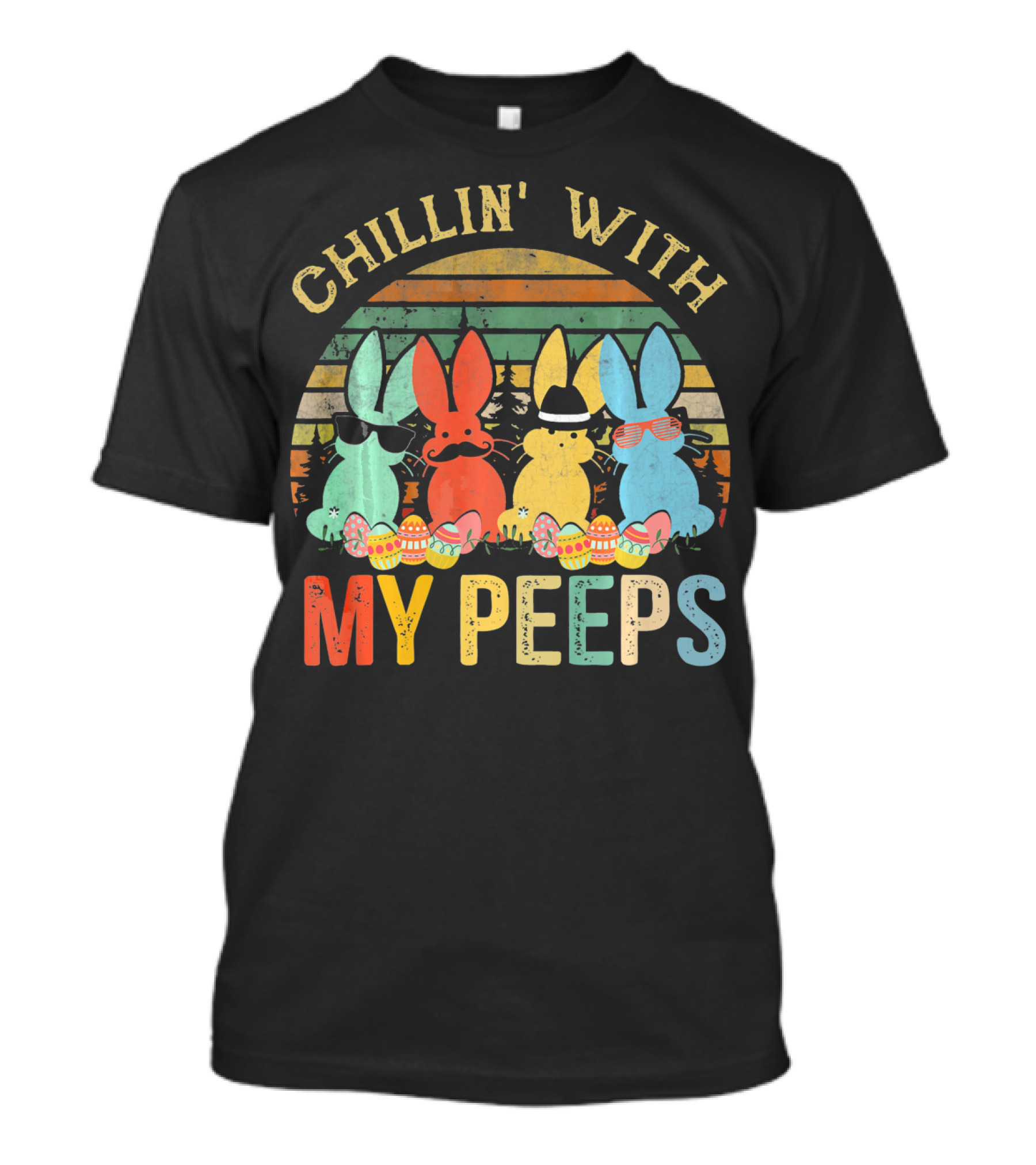 Chillin' With My Peeps Funny Vintage Easter T-Shirt