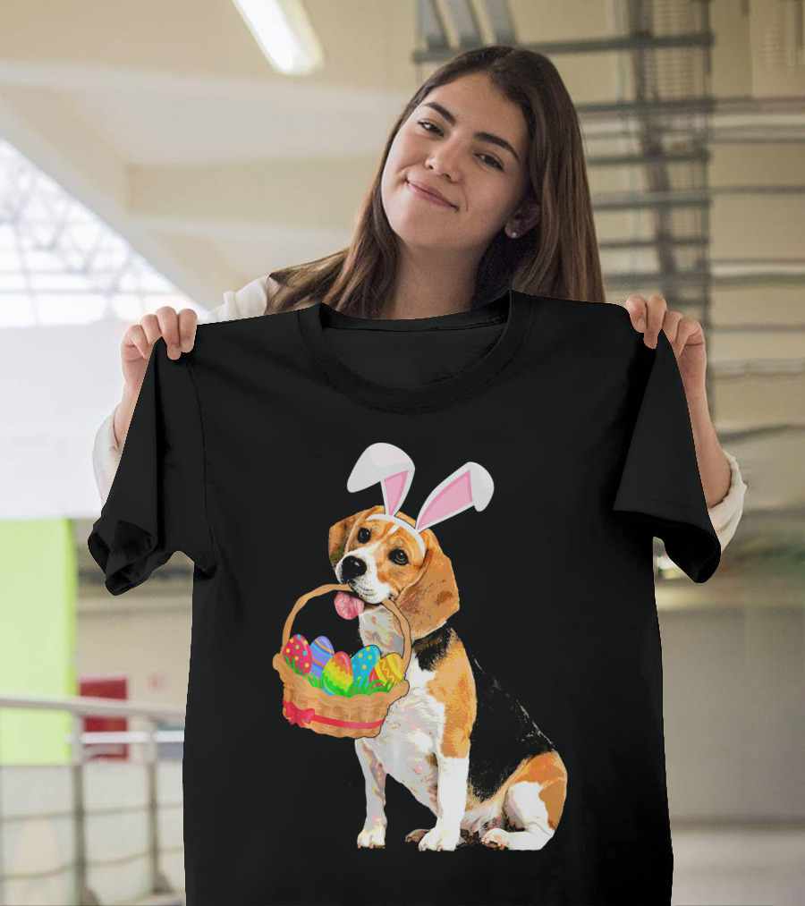Beagle Bunny Easter Egg Basket Fun T-Shirt