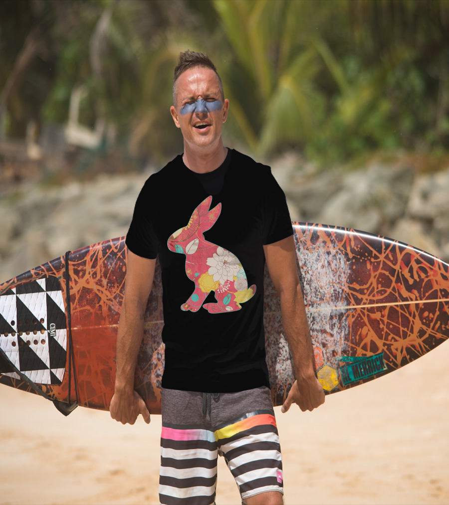 Retro Easter Bunny Vintage Floral T-Shirt