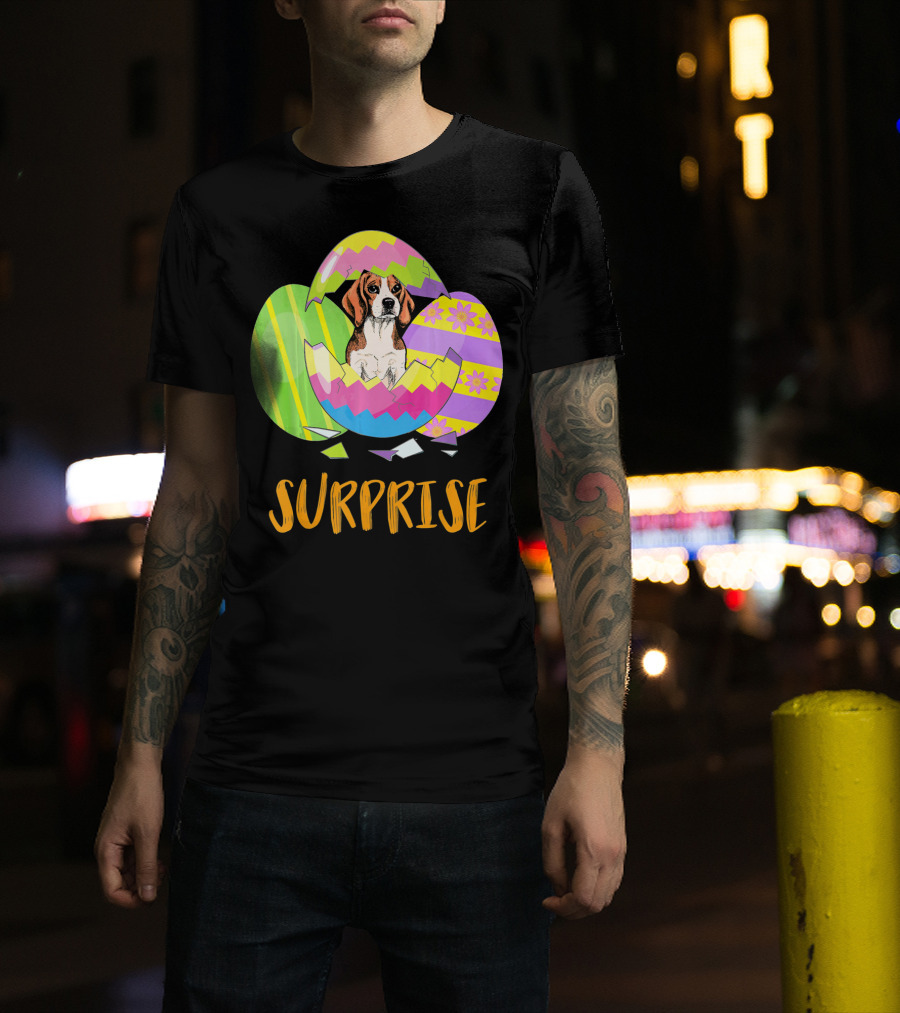 Surprise Beagle Bunny Funny Easter T-Shirt
