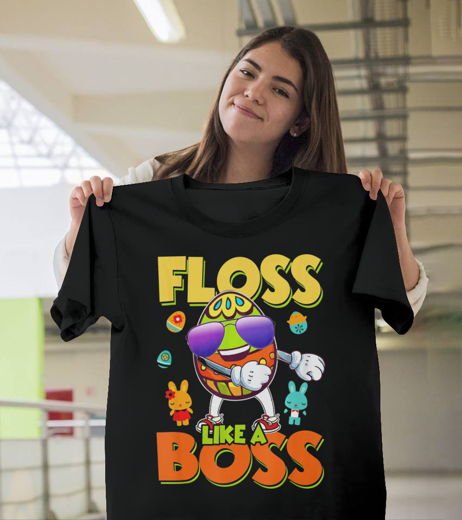 Floss Like a Boss Easter Egg with Kids and Bunnies T-Shirt