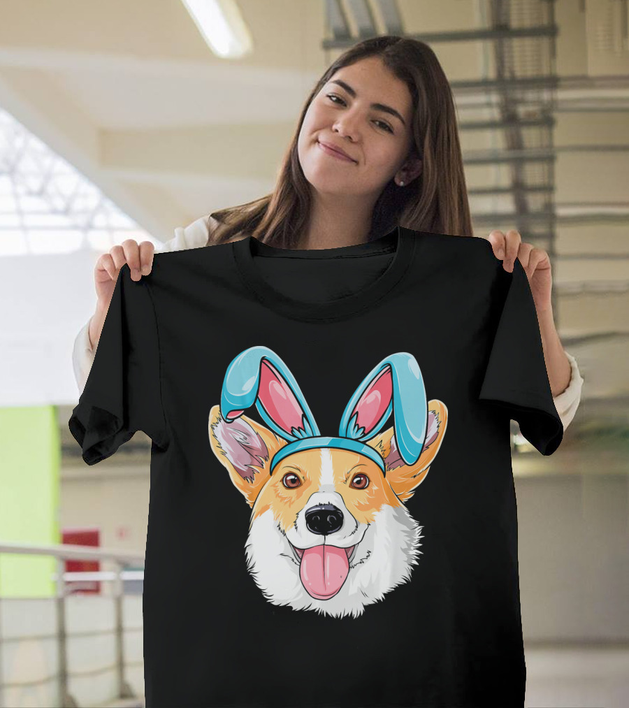 Easter Bunny Ears Corgi Dog T-Shirt