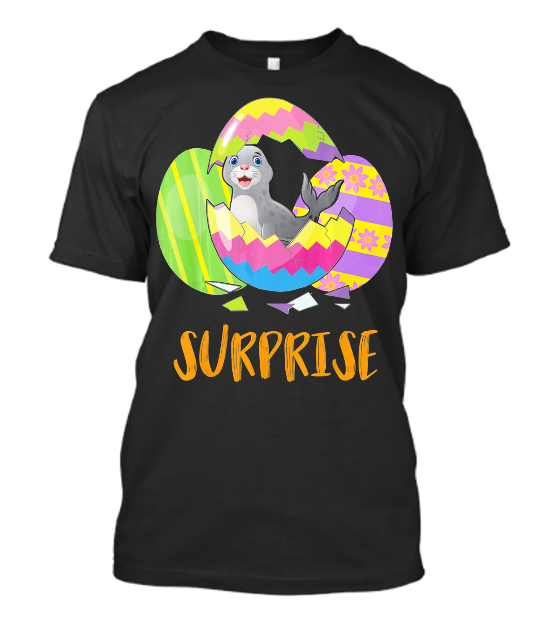 Surprise Cute Seal Bunny Funny Easter T-Shirt
