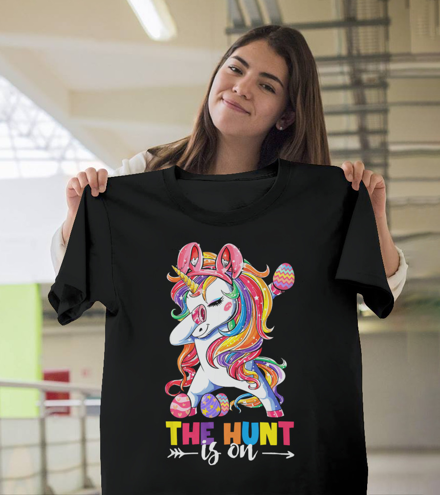 Easter Dabbing Unicorn Bunny The Hunt Is On T-Shirt