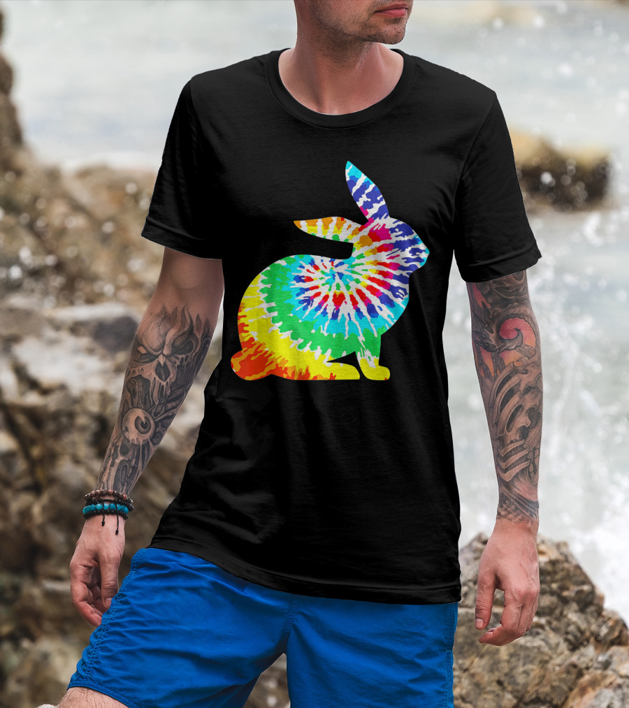 Tie Dye Rabbit Colorful Spiral Tie Dyed T-Shirt