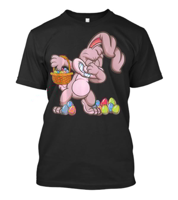 Happy Easter Dabbing Bunny With Basket And Eggs T-Shirt