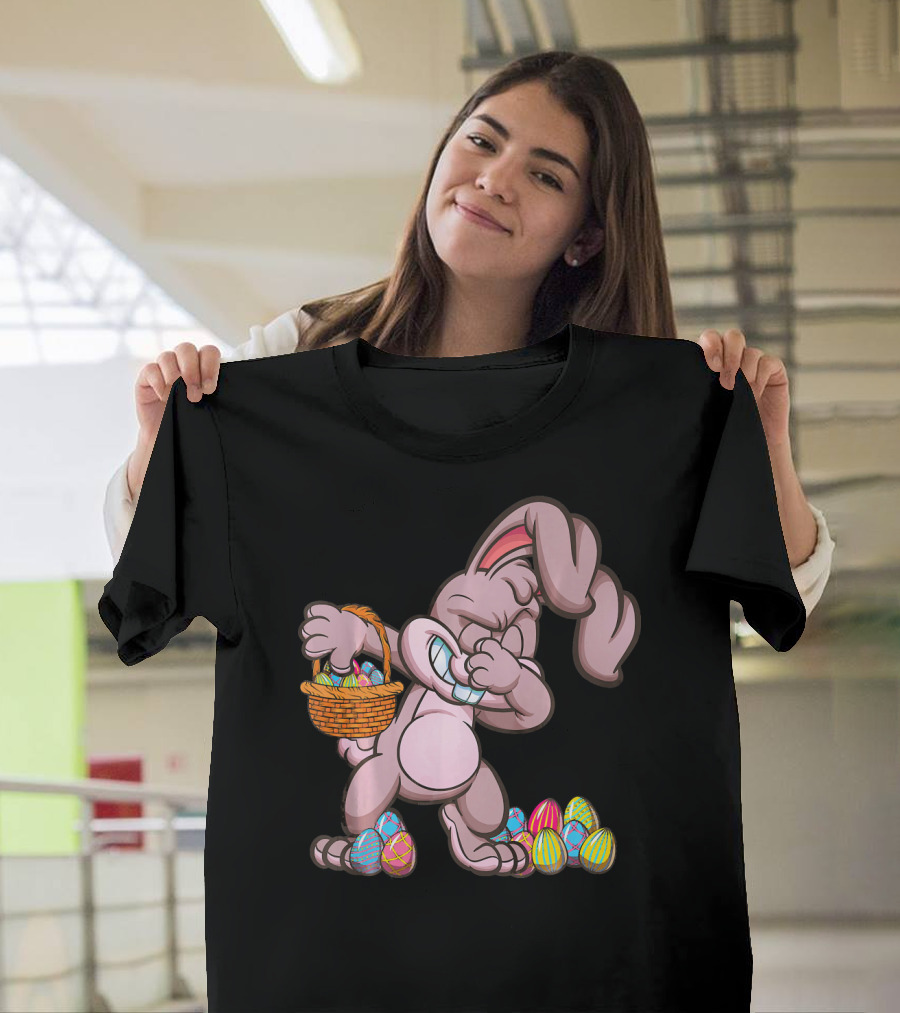 Happy Easter Dabbing Bunny with Basket and Eggs T-Shirt