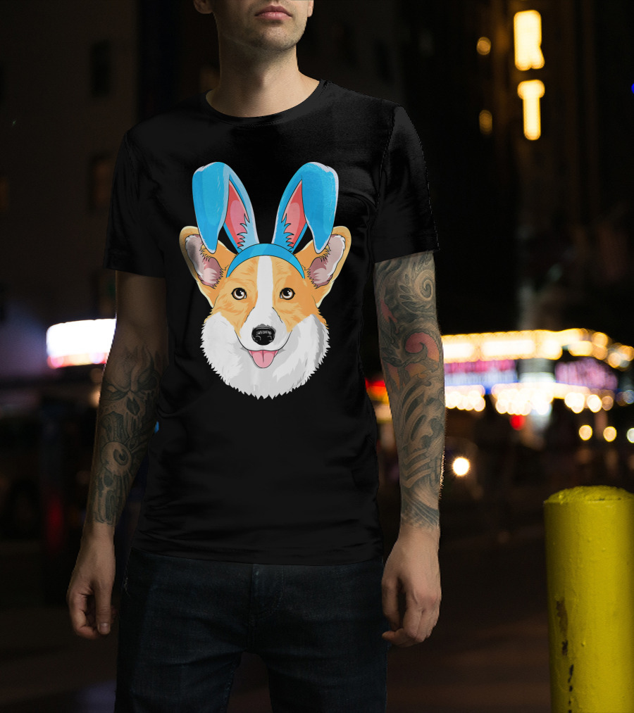 Easter Bunny Corgi Dog With Bunny Ears T-Shirt