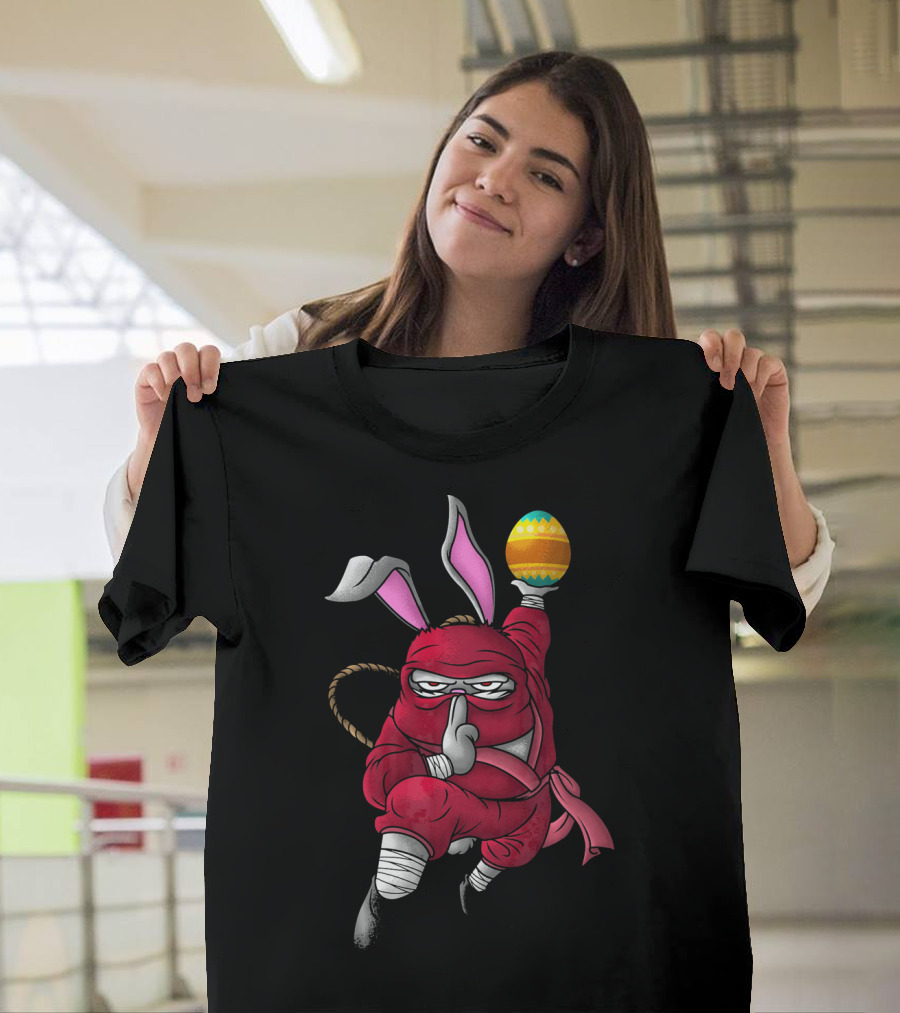 Easter Bunny Ninja With Cute Little Egg T-Shirt