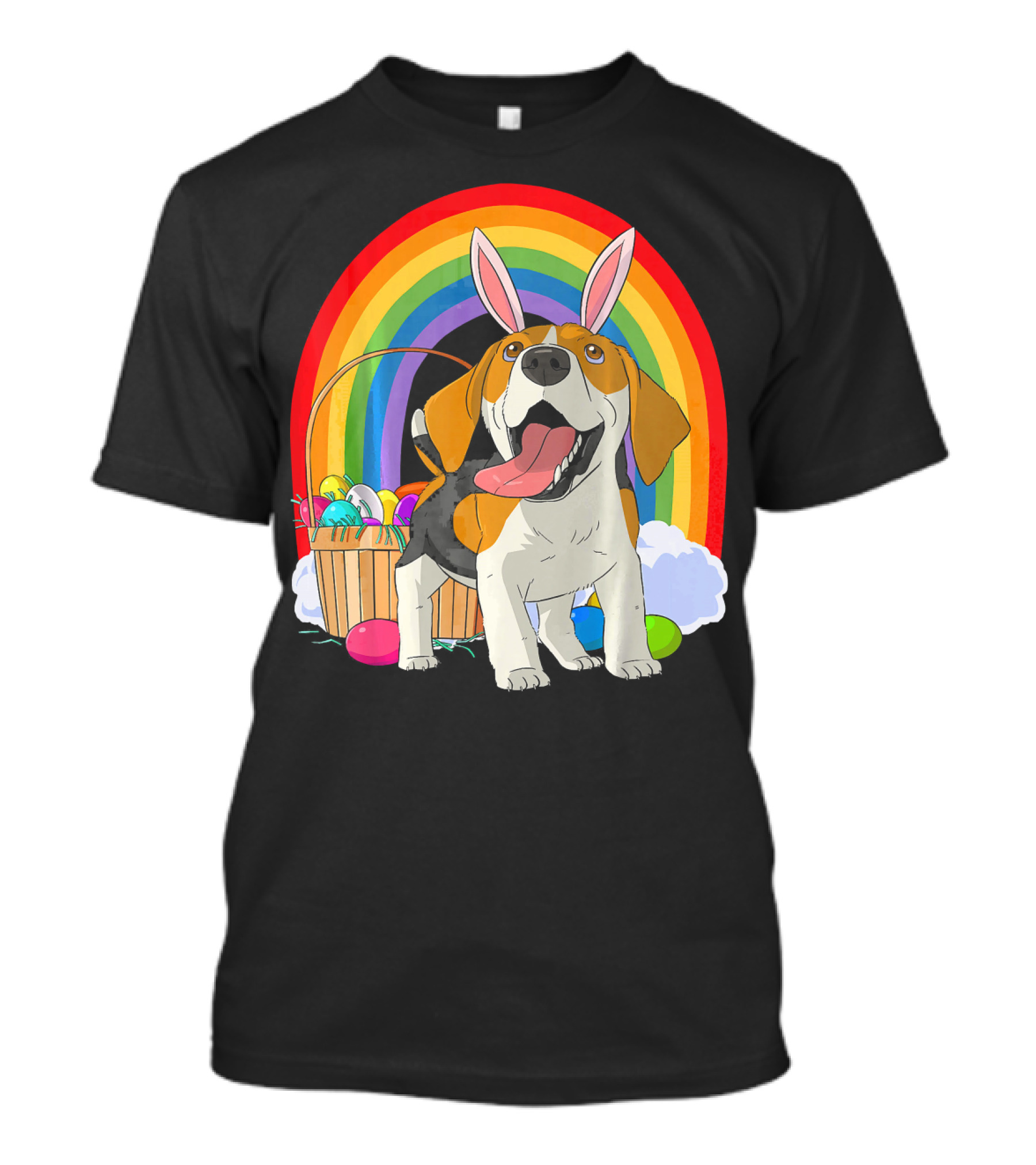 Easter Eggs Beagle Bunny Dog Rainbow Basket T-Shirt