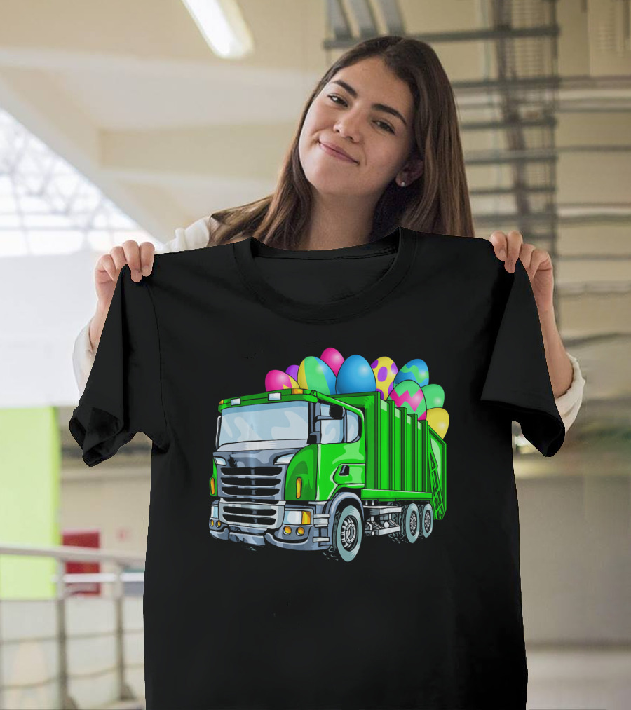 Easter Garbage Truck Men Kids Bo Easter Egg Hauler T-Shirt