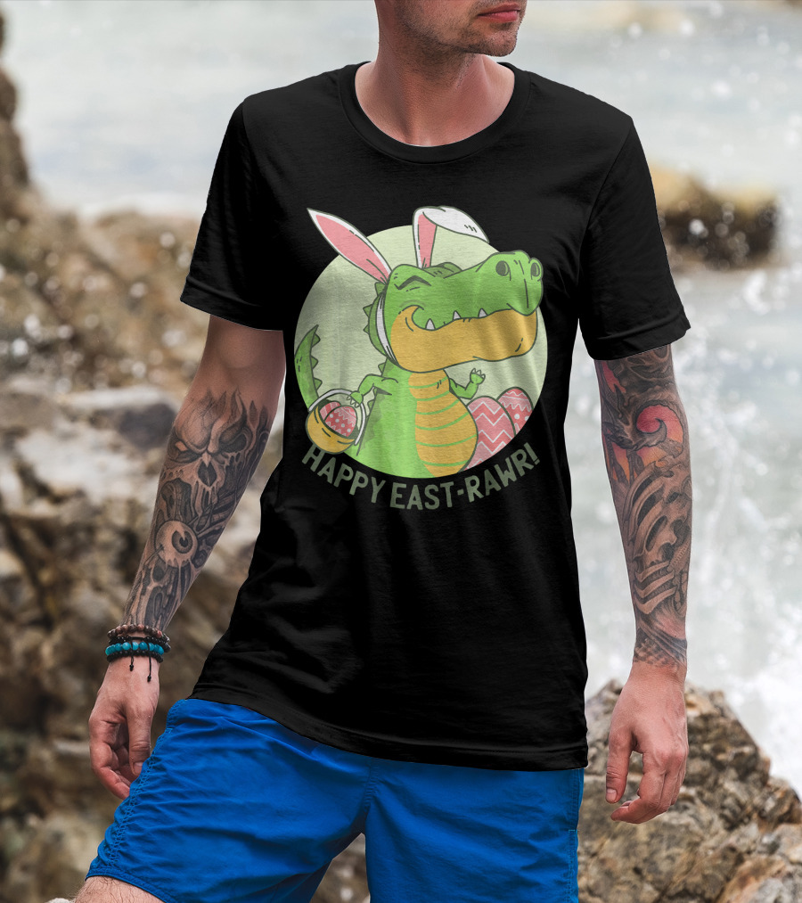 Happy East-RAWR Dinosaur Bunny T-Shirt
