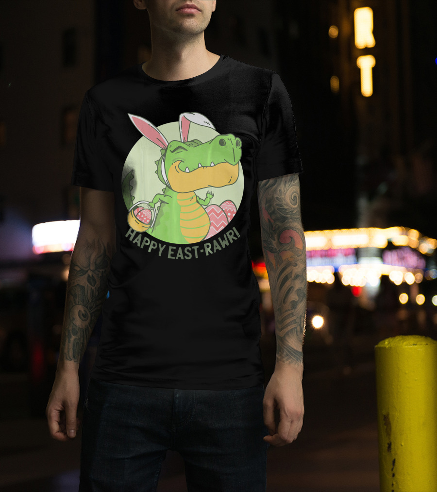Happy East-RAWR Dinosaur Bunny T-Shirt