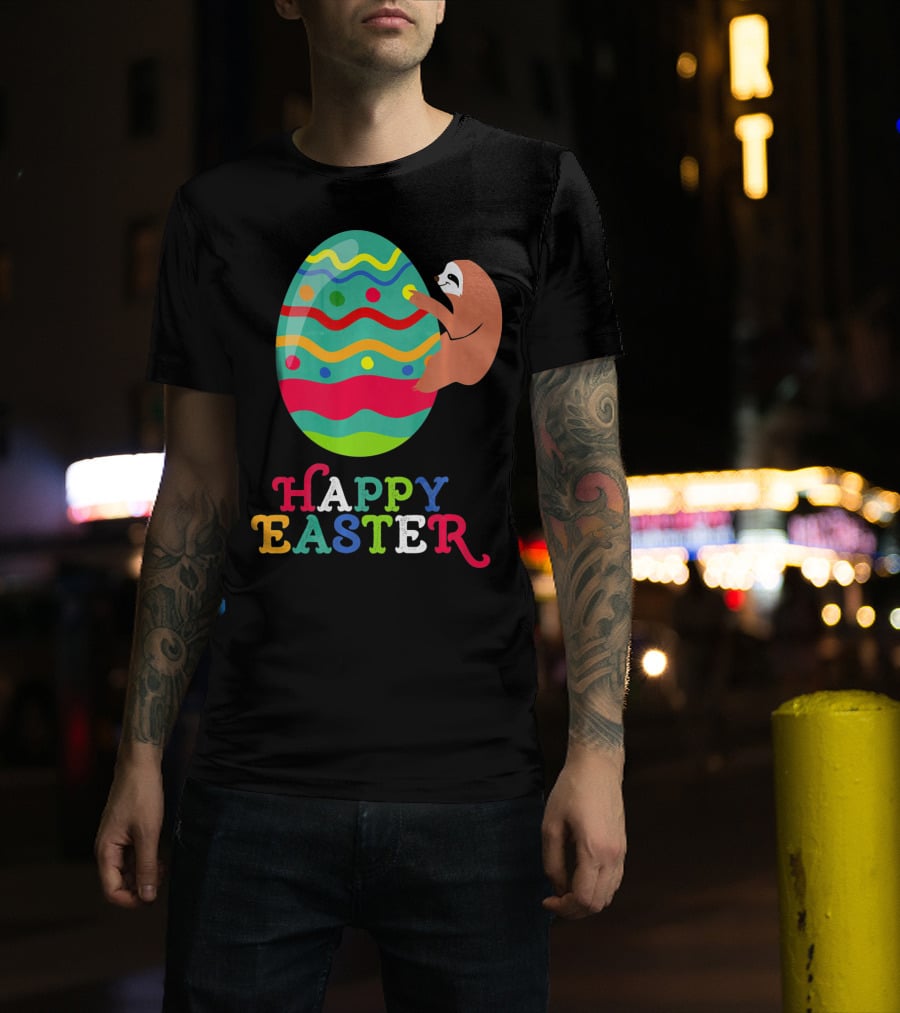 Happy Easter Sloth Colorful Egg T-Shirt