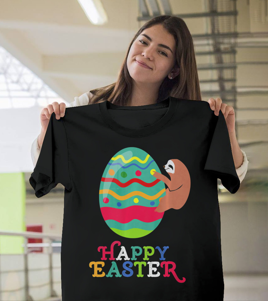 Happy Easter Sloth Colorful Egg T-Shirt