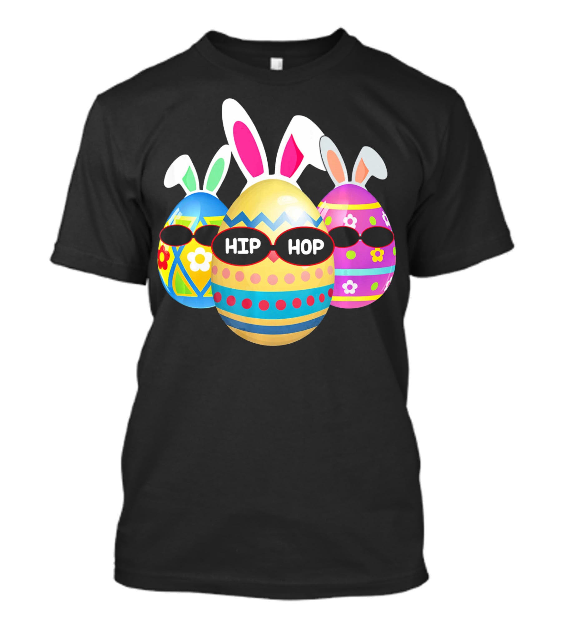 Hip Hop Bunny Eggs With Sunglasses T-Shirt