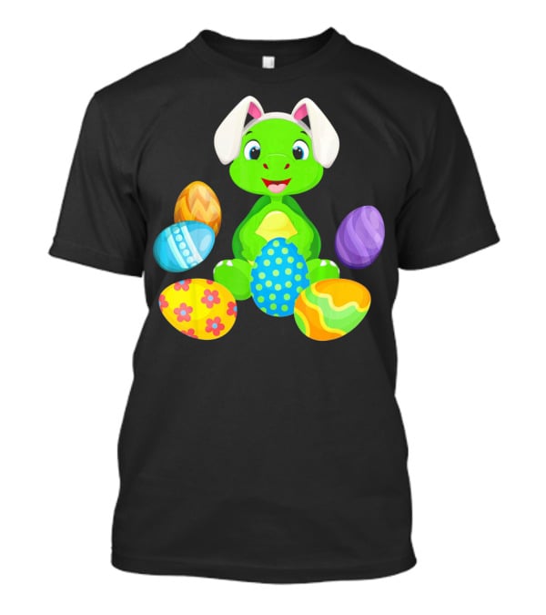 Turtle Bunny Rabbit With Hat Holding Easter Eggs T-Shirt