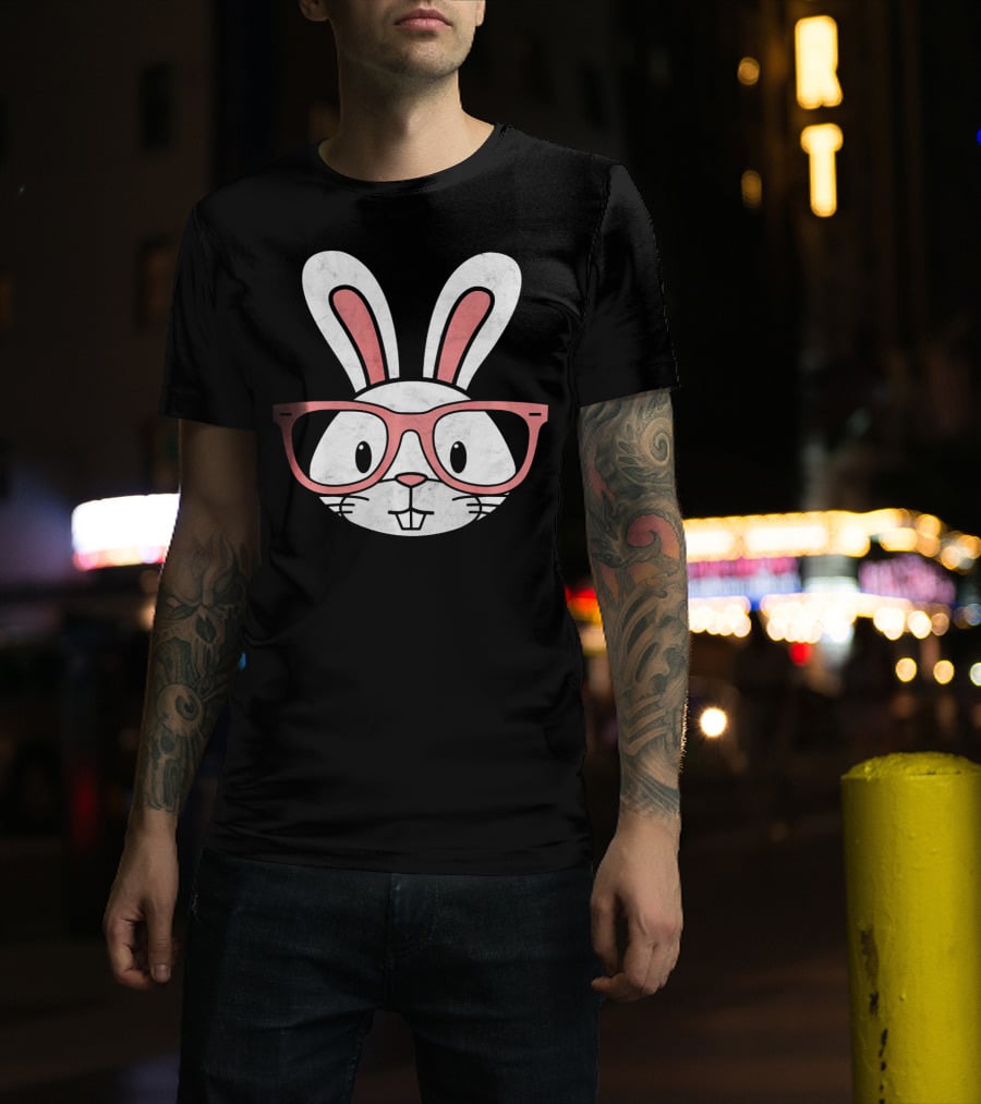 Funny Easter Bunny Hipster Glasses T-Shirt