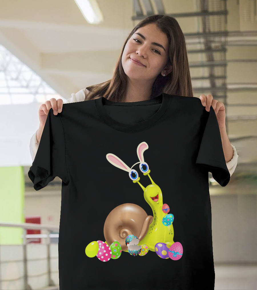 Snail with Bunny Ears and Colorful Easter Eggs T-Shirt