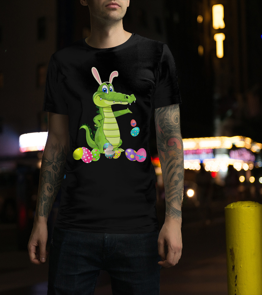 Alligator Bunny Rabbit Hat Easter Eggs T-Shirt
