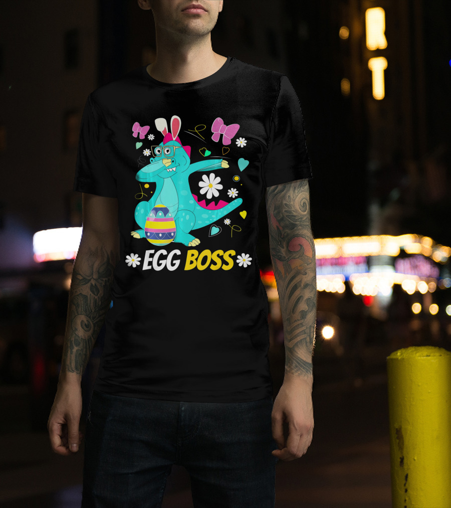Egg Boss Easter Egg Hunt T-Rex Boys Easter T-Shirt