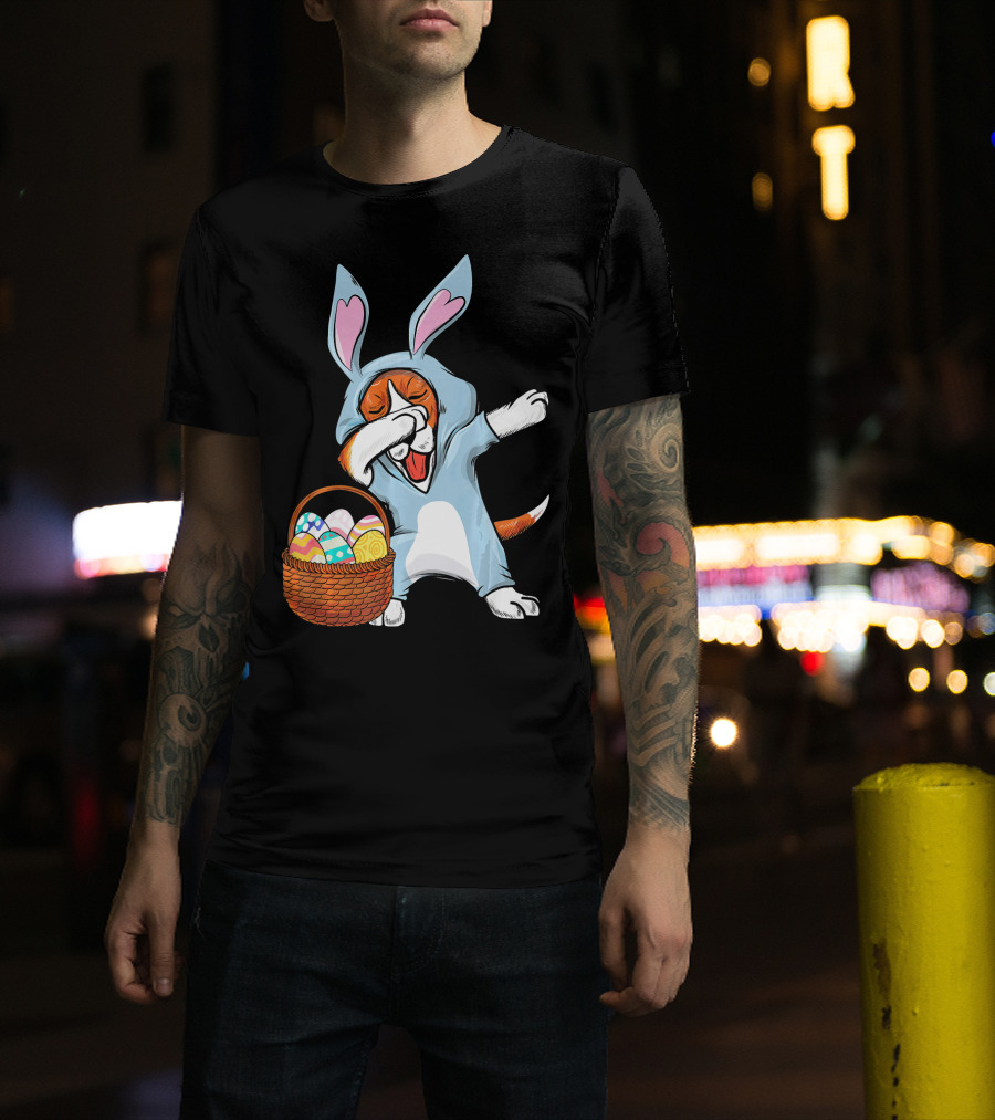 Dabbing Easter Bunny Beagle Dog With Basket Of Eggs T-Shirt