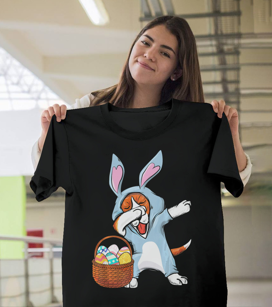 Dabbing Easter Bunny Beagle Dog With Basket Of Eggs T-Shirt