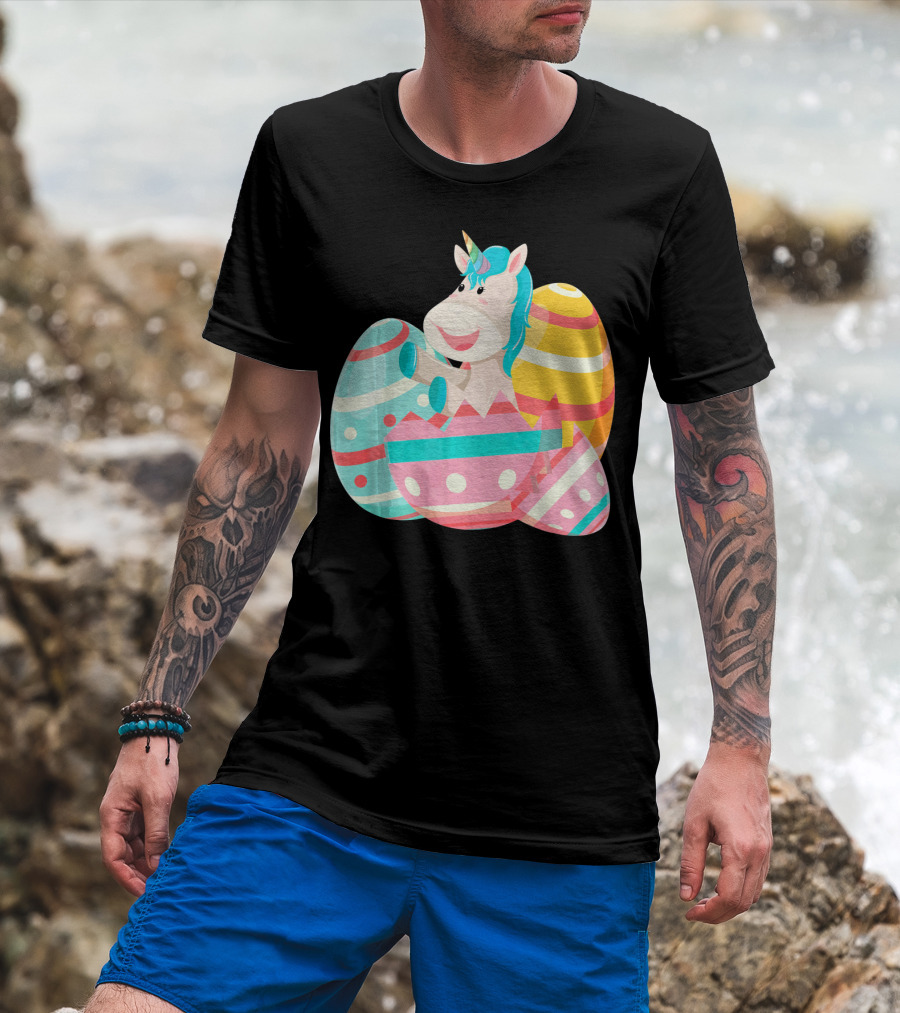 Easter Unicorn With Colorful Easter Eggs T-Shirt