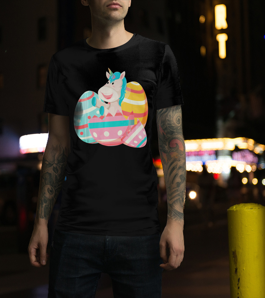 Easter Unicorn With Colorful Easter Eggs T-Shirt