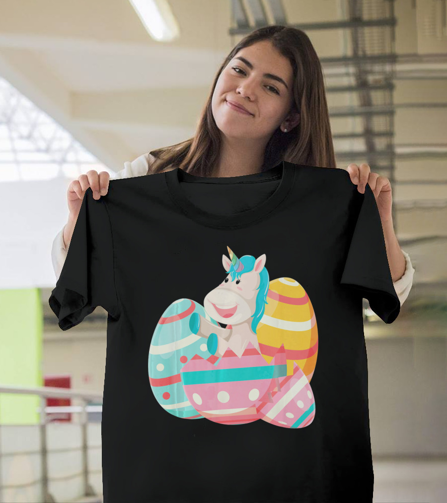 Easter Unicorn With Colorful Easter Eggs T-Shirt