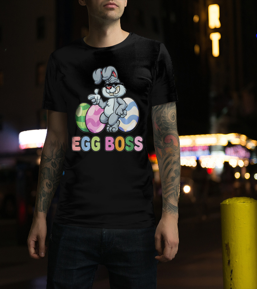 Egg Boss Easter Bunny With Colorful Eggs T-Shirt