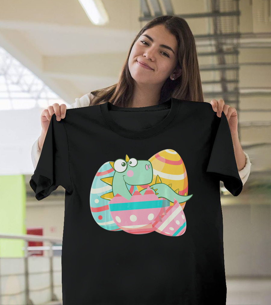 Easter Dino in Colorful Eggs T-Shirt