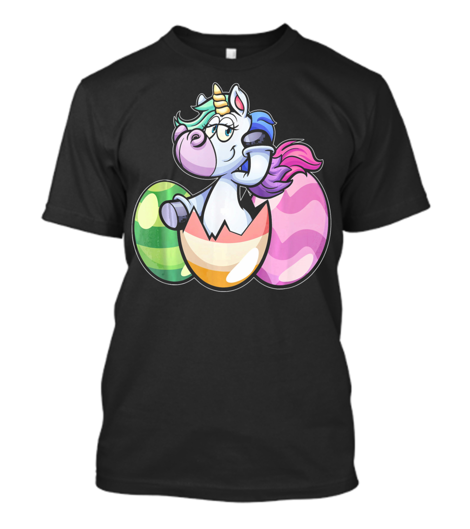 Easter Unicorn Hatching From Colorful Eggs Girls T-Shirt