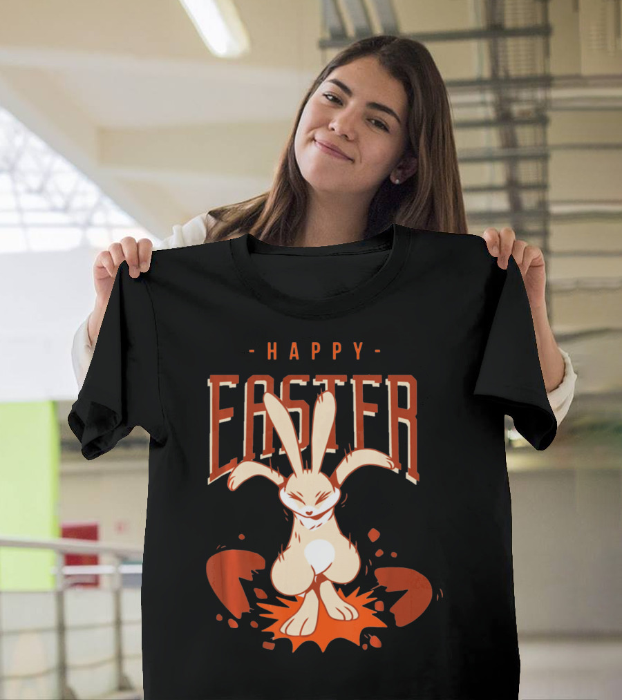 Happy Easter Bunny with Cracked Egg T-Shirt