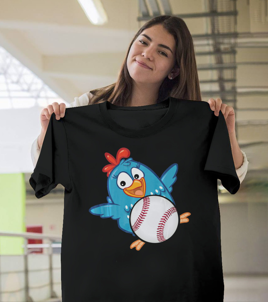 Easter Baseball Egg With Funny Blue Chicken T-Shirt