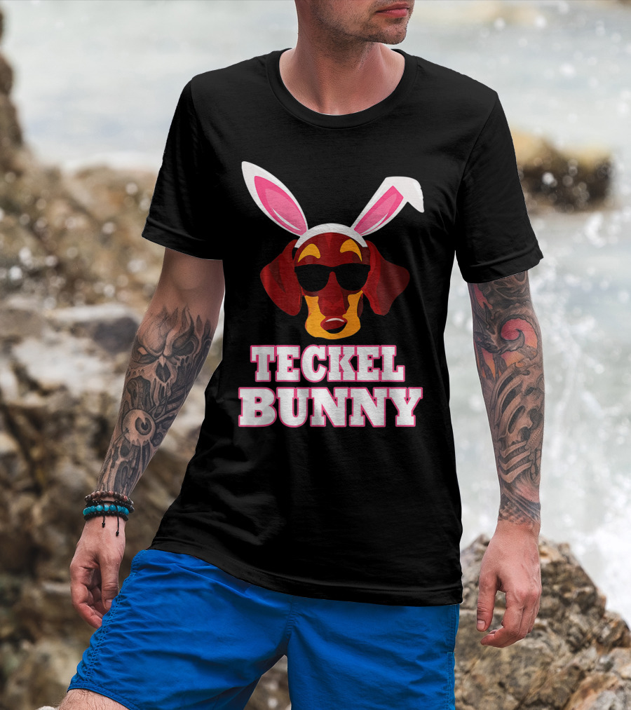 Teckel Bunny Rabbit Dog With Cool Glasses T-Shirt