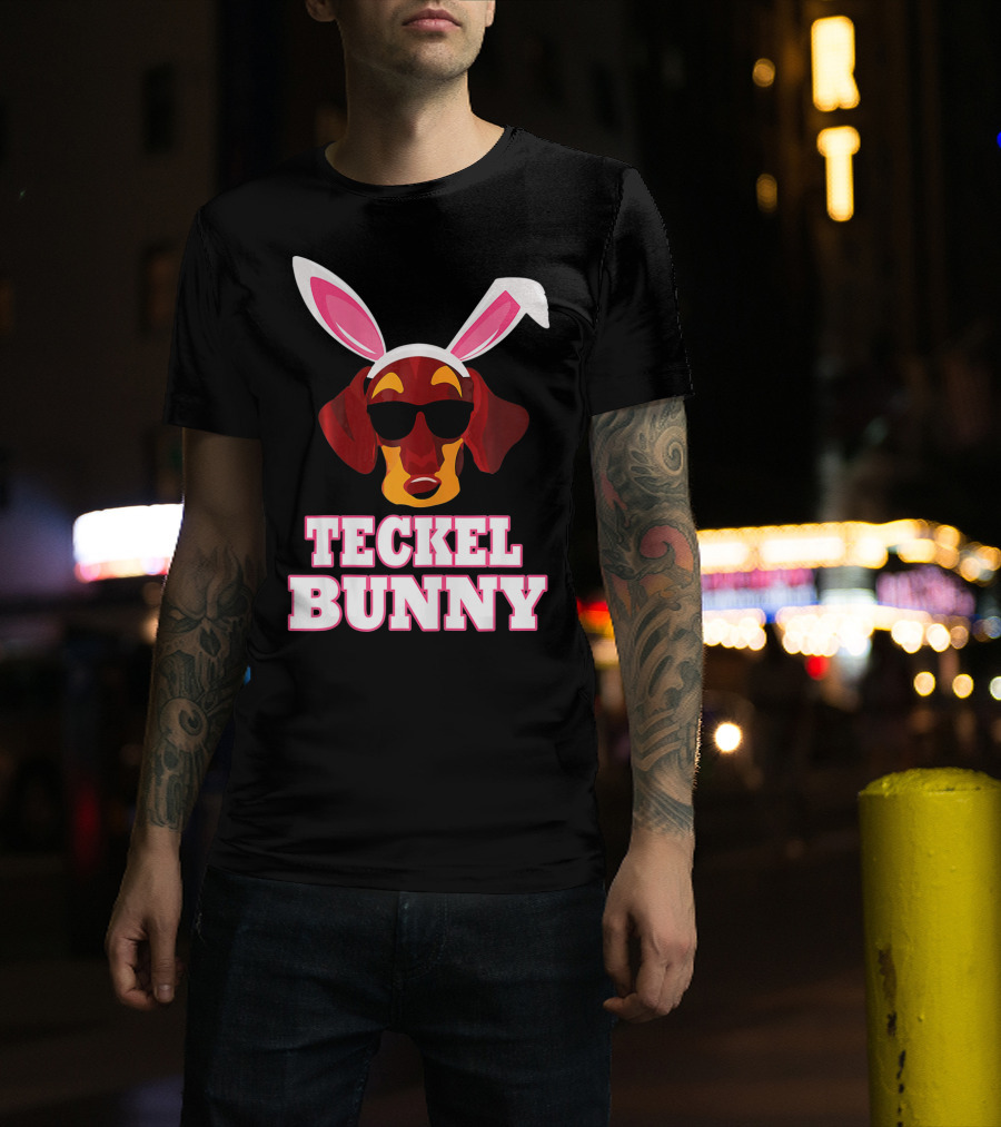 Teckel Bunny Rabbit Dog With Cool Glasses T-Shirt